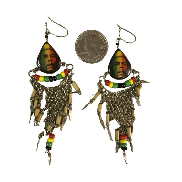 Bob Marley Statement Beaded Earrings - Picture 3 of 3